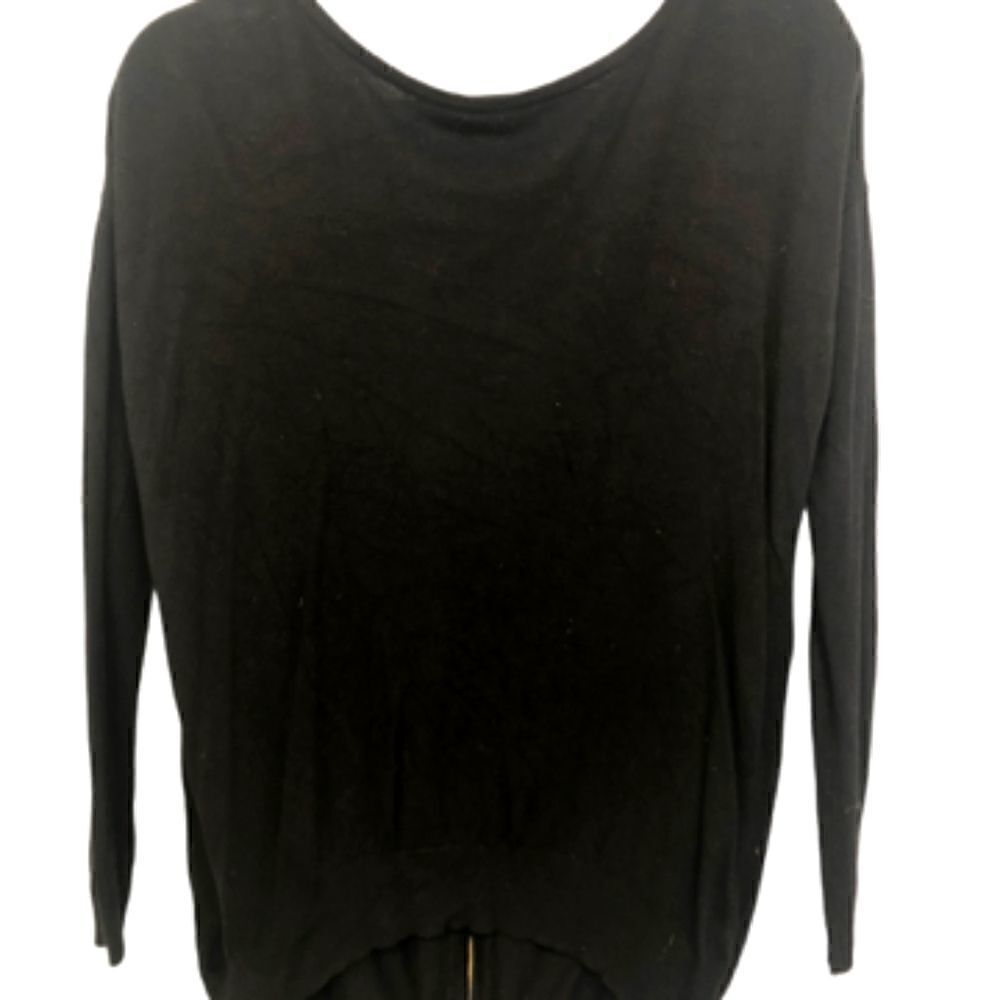 Vertical Design Black Sweater with Exposed Zipper in Back. Size S.
